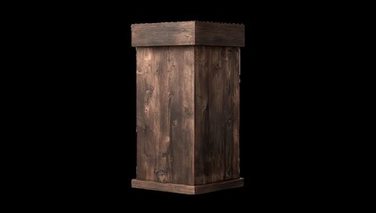 Wooden box-shaped pedestal, dark brown, rustic