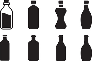 Bottle Icon Vector Set – Modern Beverage Label Illustration for Merch Design.