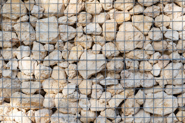 Garden Gabion Wall with welded mesh rock stone for background