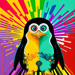 Naklejka premium Colorful Penguin Illustration