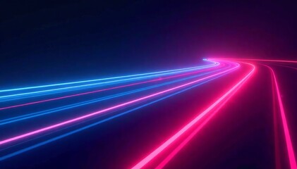 Futuristic motion blur trail on dark neon background, dynamic motion, neon, light trails