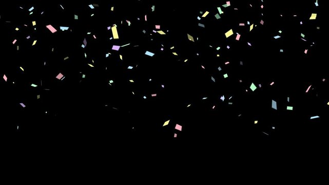 colorful fairy unicorn confetti rain isolated on transparent background animation, alpha channel birthday party and anniversary celebration overlay motion design element	
