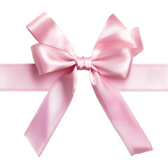 Pink satin ribbon bow on colorful striped background a pretty gift decoration
