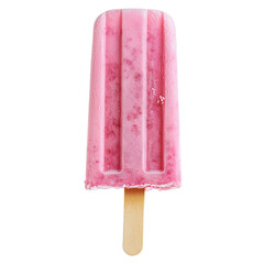 Pink frozen fruit ice pop on a wooden stick summer treat refreshing dessert