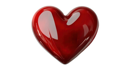 "Red Heart-Shaped Glassy Object, Isolated on Transparent Background"
