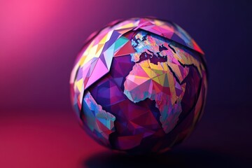 expanding geometric shapes, rhombuses wrapping around globe, vivid render