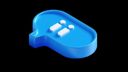 Fototapeta premium 3D rendered blue speech bubble icon with white two-person symbol