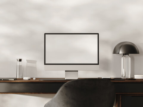 Blank computer display mock-up, 3d render