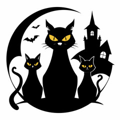 black cat on a white background