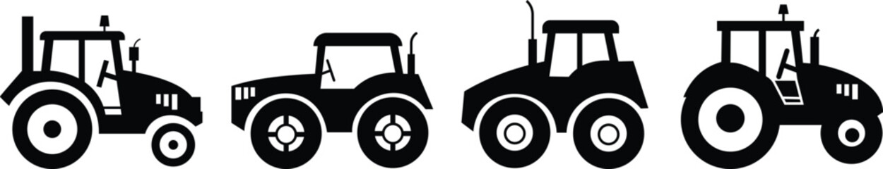 Tractor Icon set Design with Editable Stroke. Suitable for Infographics, Web Pages, Mobile Apps, vector illustration. Agricultural tractor - transport for farm in flat style. on transparent background