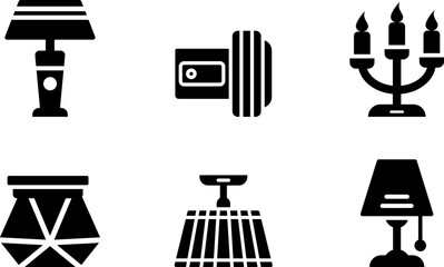 Modern  Rounded Filled Lighting Icon Set