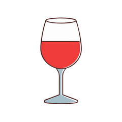 Minimalist Illustration of a Red Wine Glass on a Solid Black Background