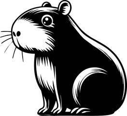 SVG capybara black and white vector file for printing, cutting