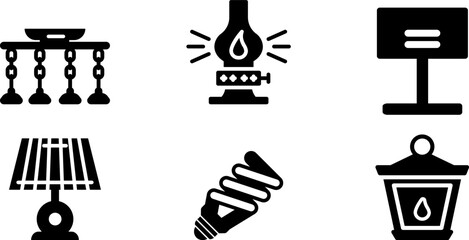 Modern  Rounded Filled Lighting Icon Set
