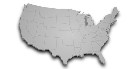United States map, USA map, 3d Map of America country with color. United States of America, US, United States