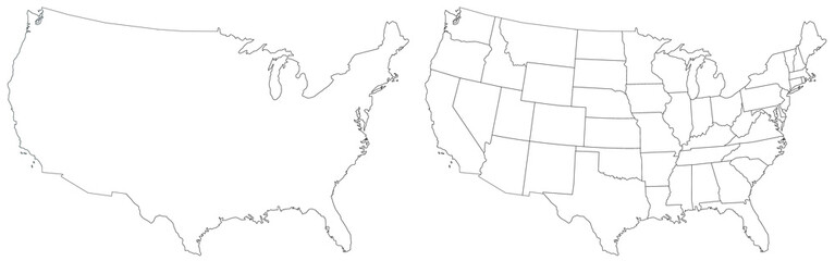 America map, United States administrative map, United States outline and States country map set - illustration version © Akhtar Ansari 