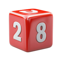 Red dice with 2 8 and arrow ready for the next game night filled with on transparent background