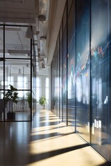 Data trends visualized in a modern office setting