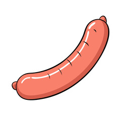Cartoon rendering of a glossy, curvy sausage on a white background