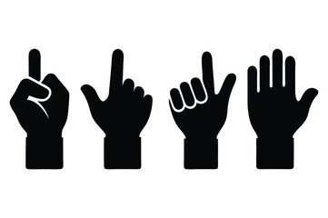 Obraz premium Diverse Hand Gestures in Black Silhouette Style Against White Background for Versatile Applications silhouette