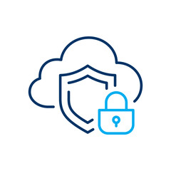 Cloud security icon. Symbol of data protection. Vector illustration. Editable stroke.