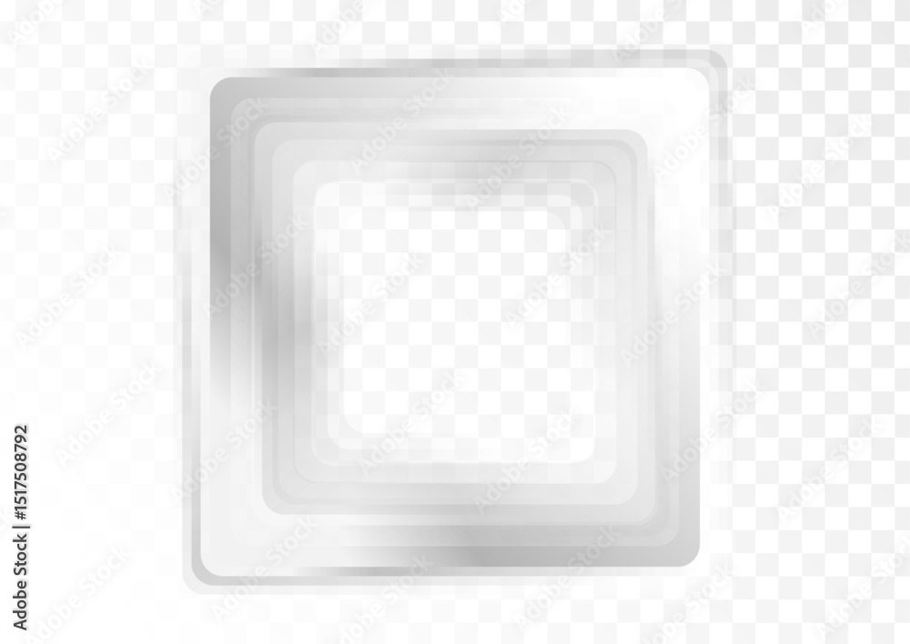 Fototapete Light grey and white smooth glossy square abstract geometric background. Vector soft photo frame on checkered backdrop, futuristic tech design