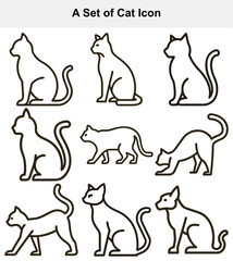 Set of cat icons isolated on white background in various poses
