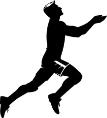 SVG man playing volleyball black and white vector file for printing, cutting