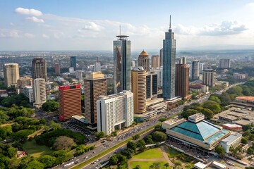 Obraz premium City with a large building in the middle