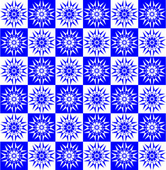 Seamless Blue and White Star Patterned Geometric Graphic Design