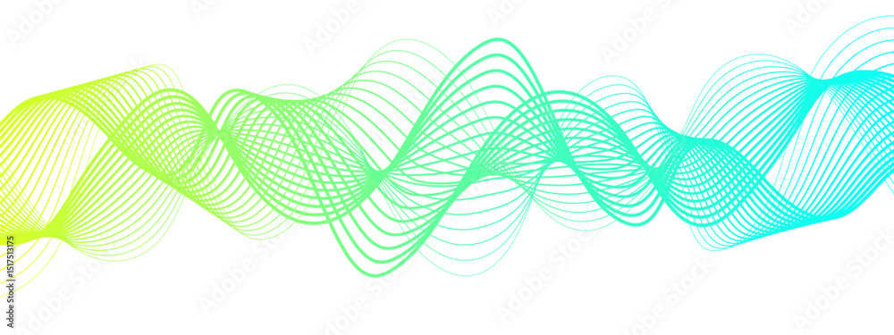 Leinwandbilder Abstract digital composition with smooth, flowing waveforms blue lines. Overlapping sine-wave patterns. Sense of motion, lightness, and digital fluidity. Gradient varies modern technological aesthetic