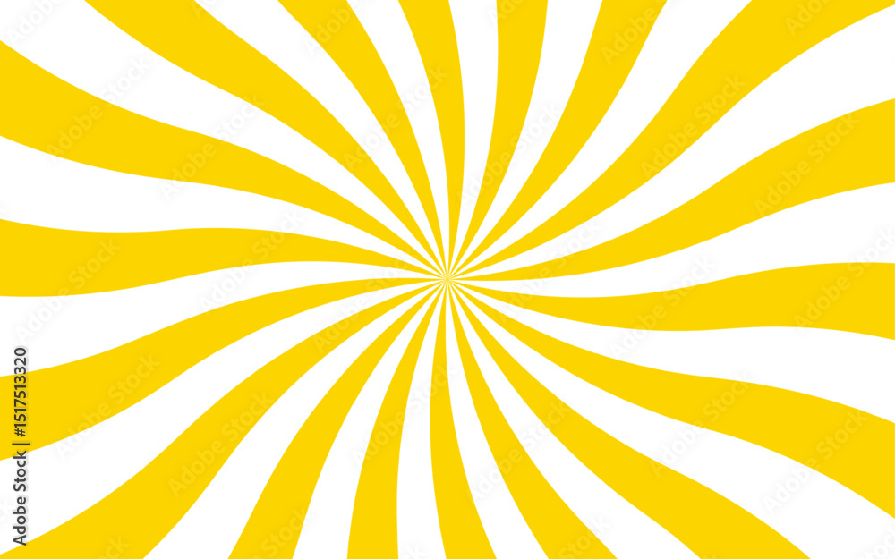 Poster abstract radial burst background with alternating red and white curved stripes central focal point. 