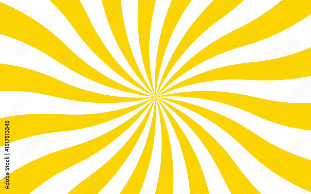 Poster abstract radial burst background with alternating red and white curved stripes central focal point. 