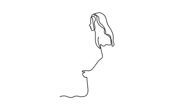Girl, woman pregnant,  Self drawing animation one continuous line draw, logo
