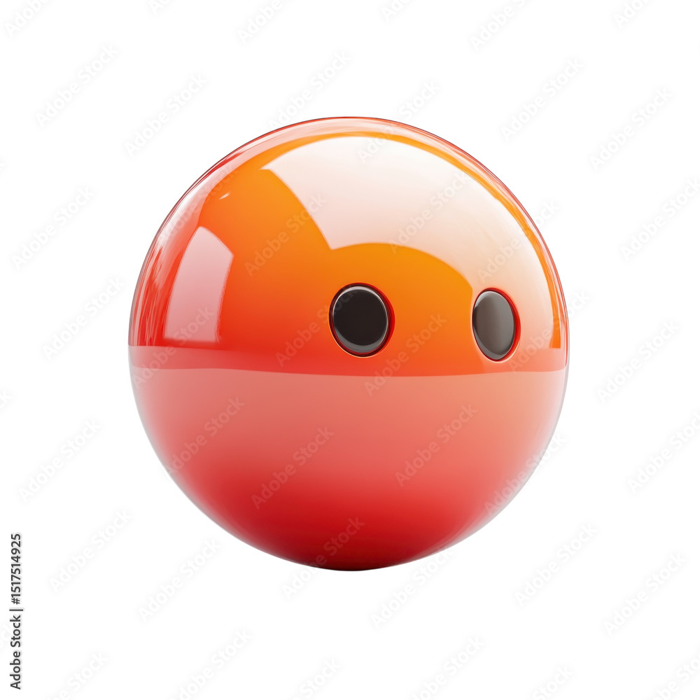 Poster an isolated curious orange robot orb peering out a 3d rendering with a on transparent background