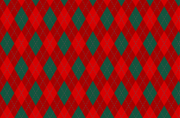 クリスマスカラーアーガイルチェックシームレスパターン背景ベクターイラスト素材