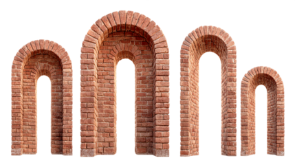 Red Brick Arches Collection on Transparent Background, PNG