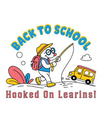 Colorful fishing  Cat with back to school Illustration with Detailed Features and Expressive Eyes Perfect for Various Creative Projects