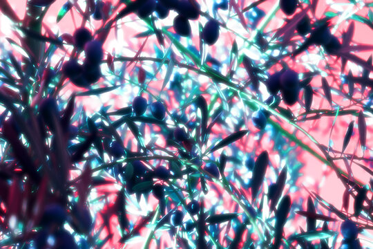 Digitally reimagined jungle with trippy color effects