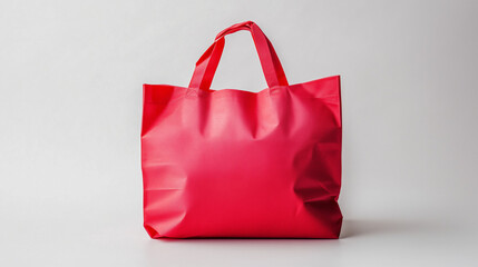 Red shopping and paper bag isolated on white background with fashion and retail style