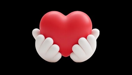 Cartoon hands holding a red heart (13)