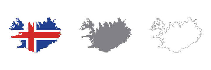 Iceland Map, Flag, Vector Illustration, Design Eps	