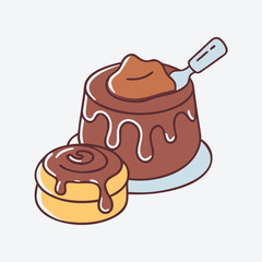 Delicious caramel pastry with chocolate ganache and a cinnamon roll dessert