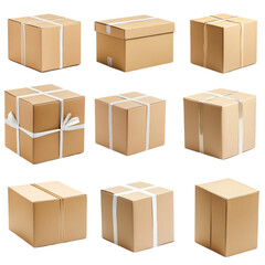 Fototapeta premium Cardboard boxes secured with straps ready for shipping delivery package transport