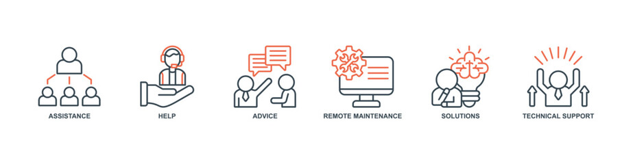 IT EXPERT banner web icon set vector illustration concept with icon of assistance, help, advice, remote maintenance, solutions, technical support