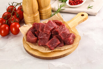 Raw beef cubes for cooking