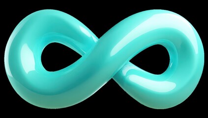 Teal infinity symbol, glossy, 3D render