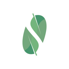 green leaf logo icin illustration flat