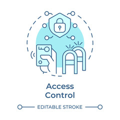 Access control soft blue concept icon. Component of physical security system. Facility enter exit management. Round shape line illustration. Abstract idea. Graphic design. Easy to use in booklet