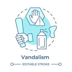 Vandalism soft blue concept icon. Physical security threat and risk. Damage and destruction of property. Round shape line illustration. Abstract idea. Graphic design. Easy to use in booklet